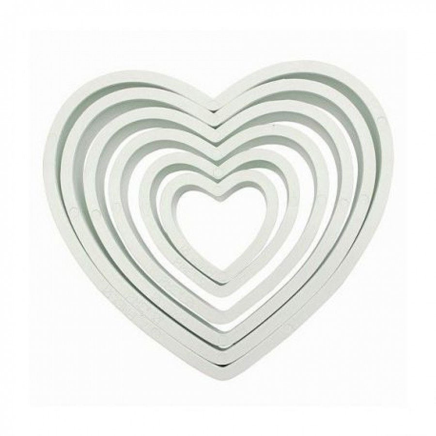 6 Piece Heart Cutter Set by PME - Mia Cake House